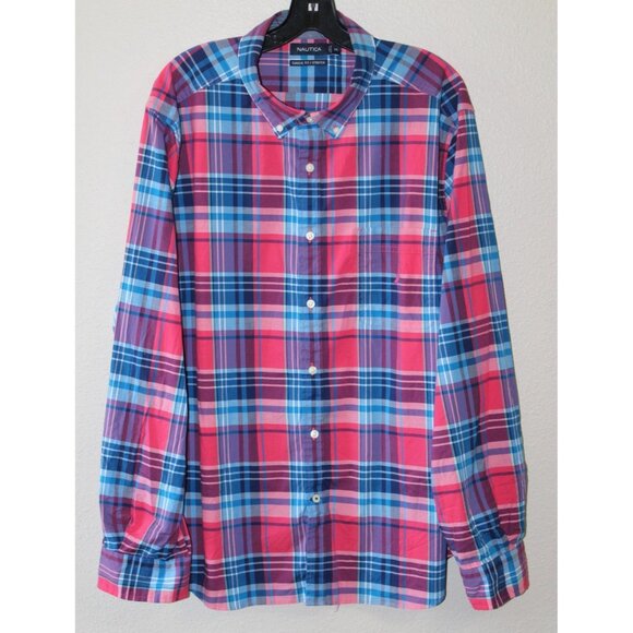 Nautica Other - Nautica Multicolor Melonberry Plaid Classic Fit LS Button Down Shirt XXL NWT